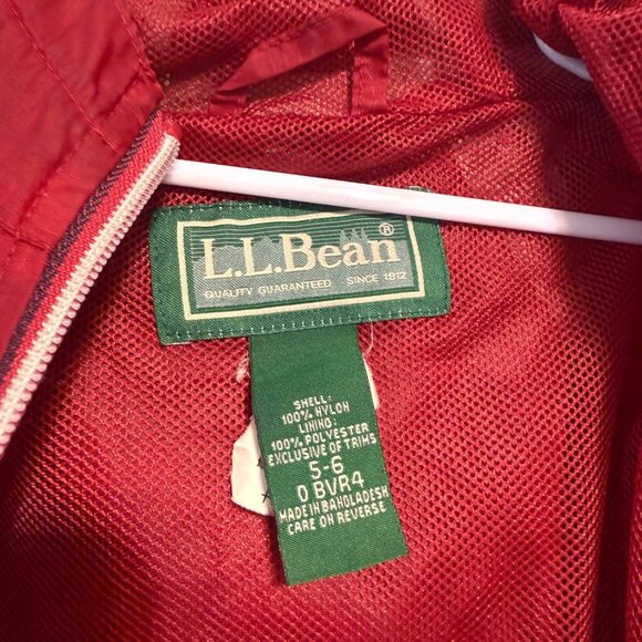 Vintage L.L.Bean Kids Red Nylon Windbreaker Jacket Size 5-6 - Picture 5 of 8